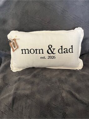NEW Mudpie mom & dad pillow nursery throw pillow est. 2026 Mid Pie baby decor